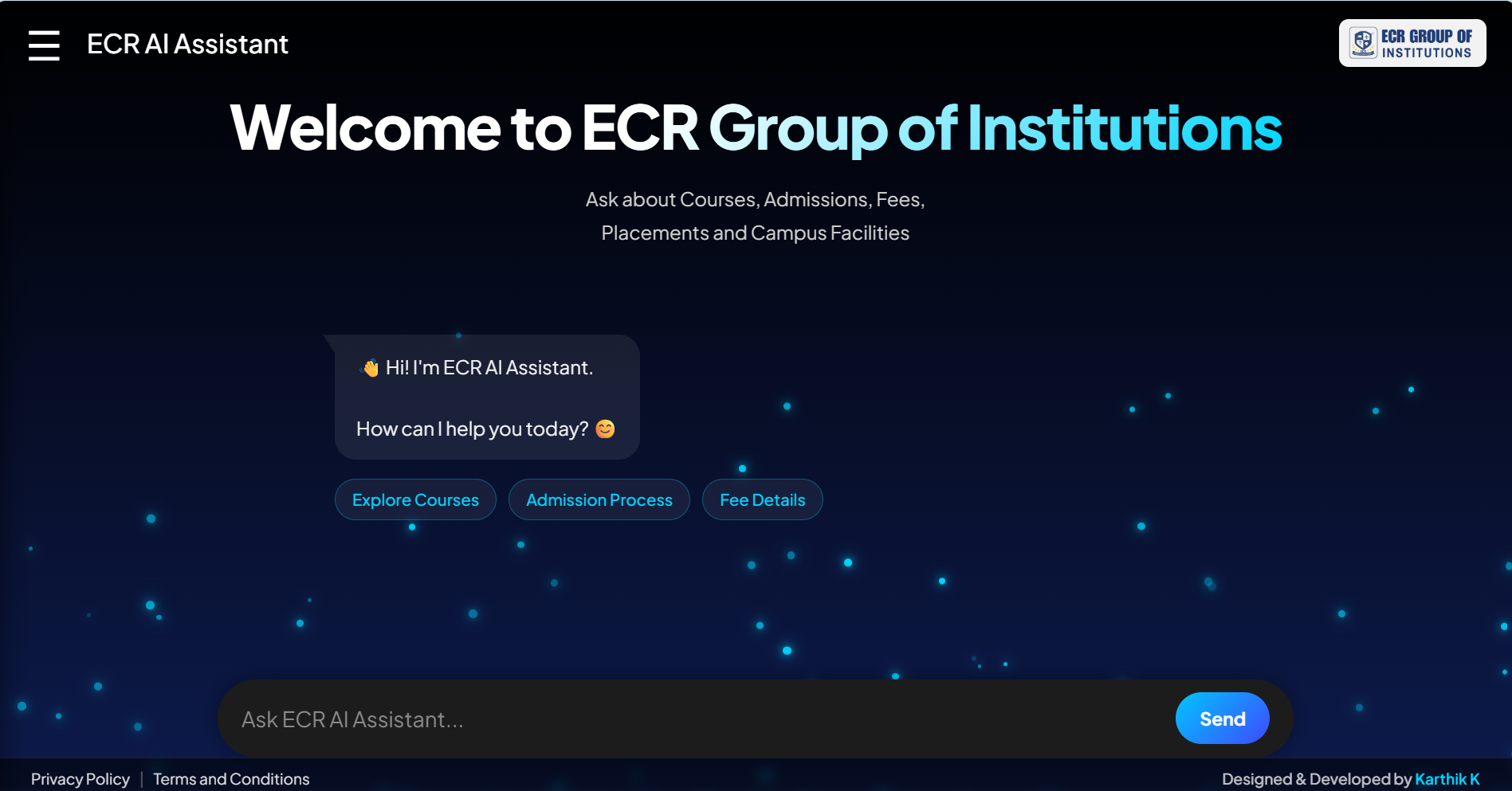 College AI Chat Bot - UI Interface